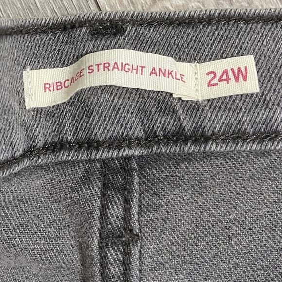Levi's Ribcage Straight Ankle High Rise Jeans Cosmic Chatter Grey Plus 24W - Picture 8 of 13